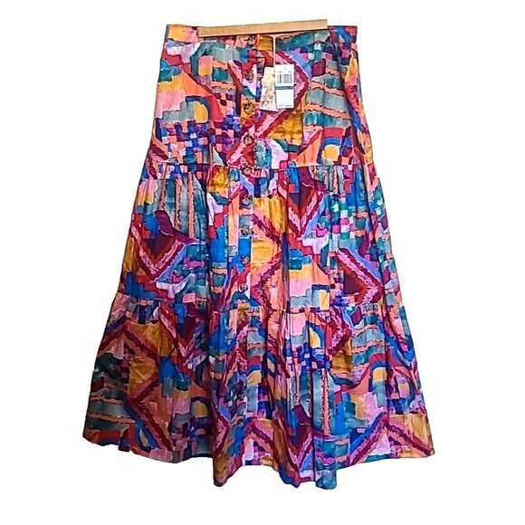 Johnny Was Dresses & Skirts - Johnny Was Summer Daydream Maxi Cotton Poplin Skirt XL NEW Beachy BOHO Rainbow